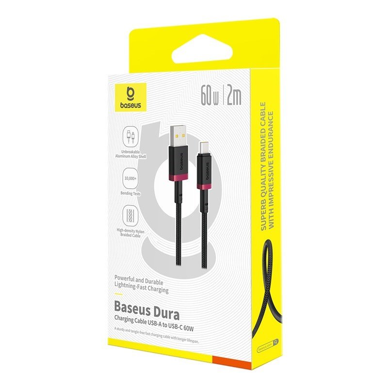 Baseus Dura USB Type A til Type C 60 W hurtigopladningskabel 2 m Sort, Rd #7