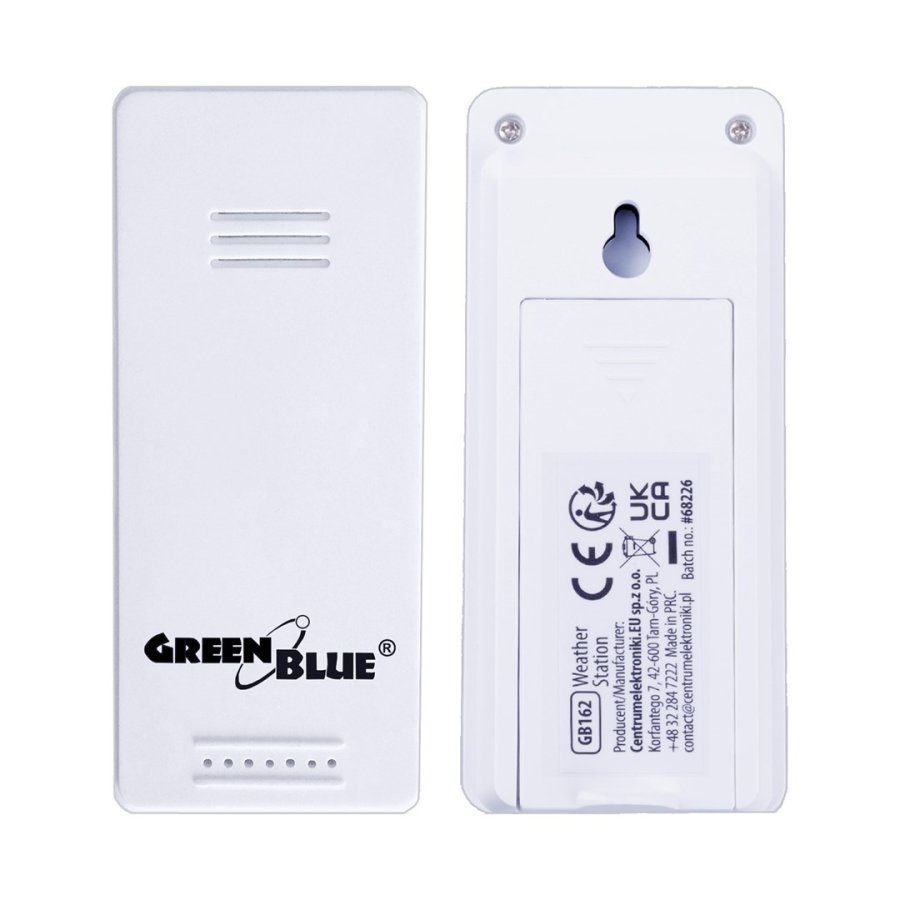Tr�dl�s vejrstation GreenBlue, temperatur + fugtighed IN/OUT, ur + alarm + dato, valg mellem �C / �F, r�kkevidde op til 60 m, GB169 #9