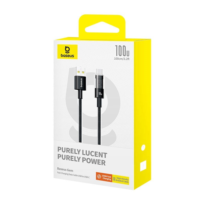 Baseus Gem USB A til USB C hurtigopladningskabel 1 m 100 W Sort #1