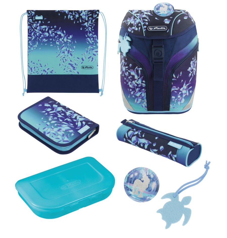 Herlitz SoftLight Plus Greenline Blue Ice skoletaskes�t Pige Polyester Bl�, Marinebl� #1