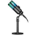 Mikrofon przewodowy Defender GLOW GMC 400 ze statywem STREAM strumieniowy RGB USB #1