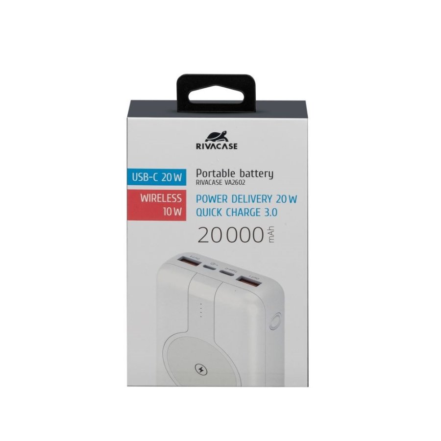 Powerbank RIVACASE 20000 mAh USB-C 20W + Qi 10W hvid (1x USB-C PD 20W, 2 USB-A QC 3.0 18W), hvid #6