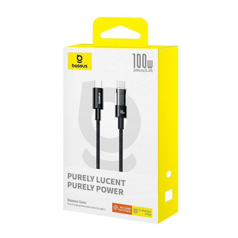 Baseus Gem USB C til USB C hurtigopladningskabel 1 m 100 W Sort #6