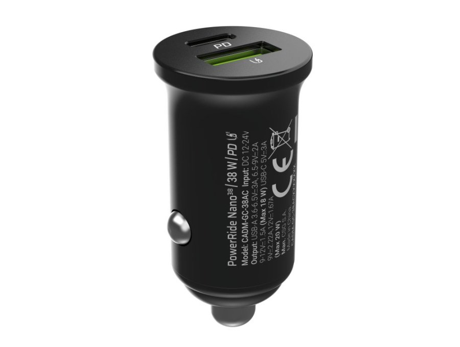 Green Cell GC PowerRide Nano38 38W 6A 1x USB-C 1x USB-A biloplader #6
