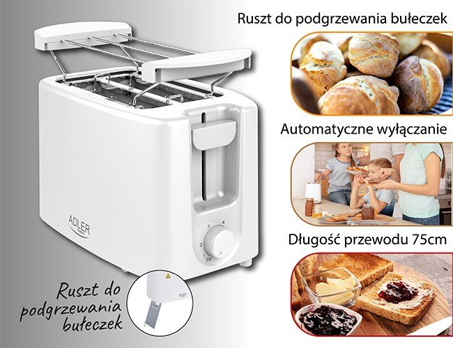 Adler AD 3223 brdrister 6 2 skive(r) 750 W Hvid #8