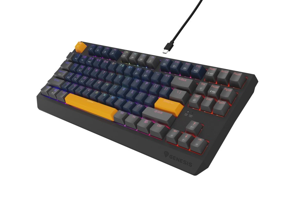 GENESIS THOR 230 TKL tastatur Spil USB + RF Wireless + Bluetooth QWERTY Sort, Bl, Gr, Orange #9