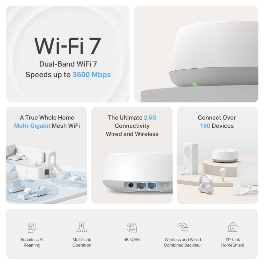 TP-Link DECO BE25(3-PACK) mesh Wi-Fi-system Dual-band (2,4 GHz / 5 GHz) Wi-Fi 7 (802.11be) Hvid 2 Intern #2