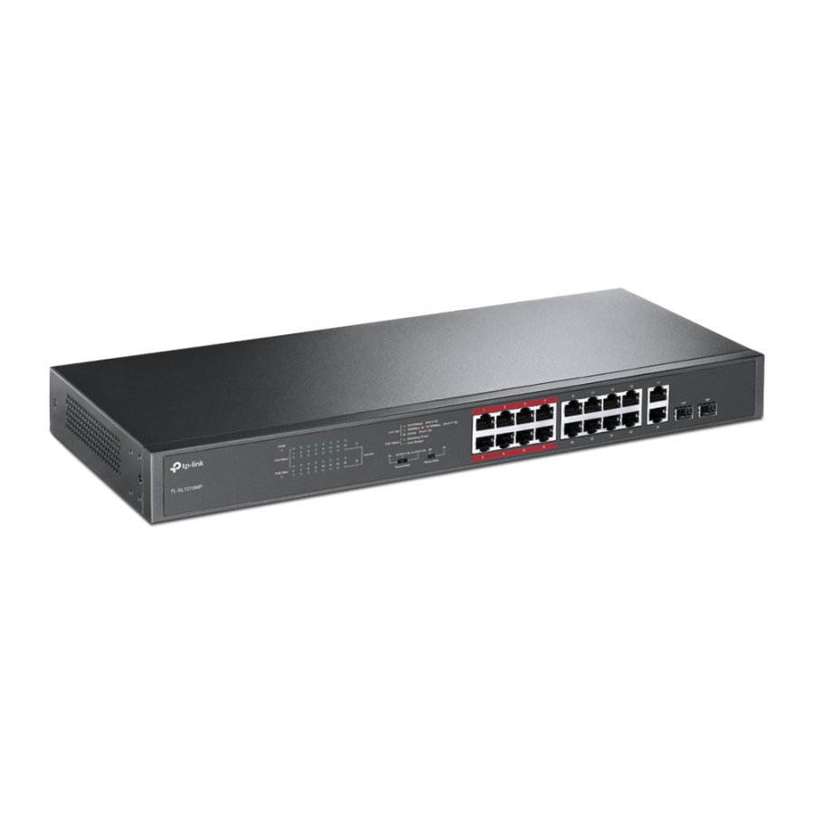 TP-Link TL-SL1218MP netv�rksswitch Ikke administreret Fast Ethernet (10/100) Str�m over Ethernet (PoE) Sort #2