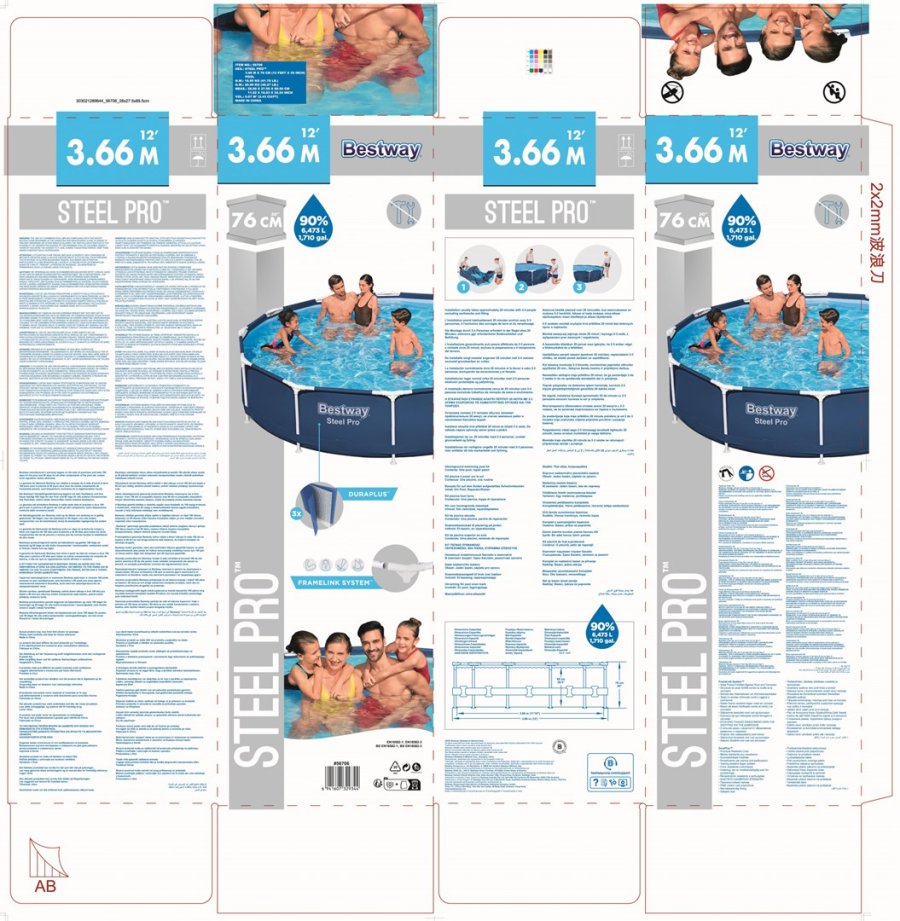 Bestway 56706 / 23 swimmingpool til over jorden Indrammet pool Rund 6473 L Bl� #11