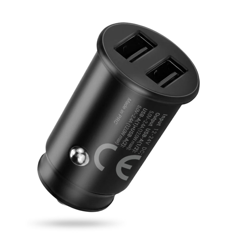 Car charger 2 X USB 12W black + cable USB-C 1m #2