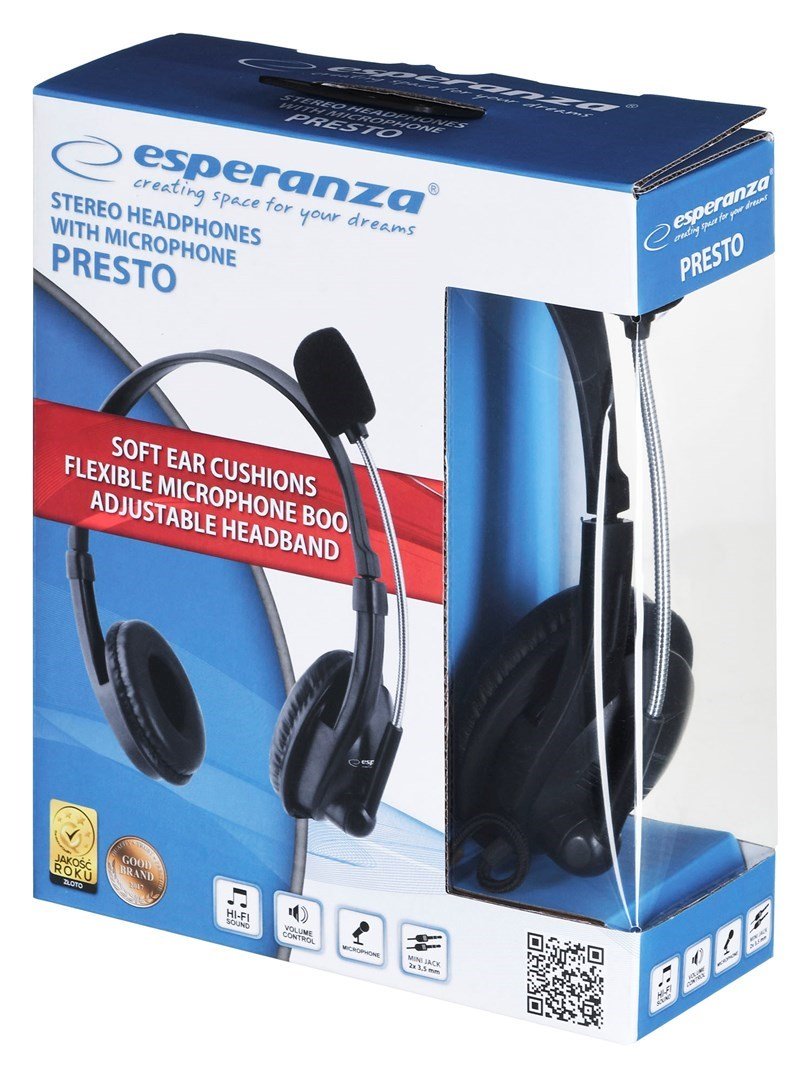 Esperanza EH115 hovedtelefoner/headset Ledningsf�rt Opkald/musik Sort #14