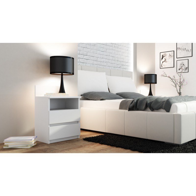 Topeshop M1 BIEL MAT sengelampe & sengebord 2 skuffe(r) Hvid #4