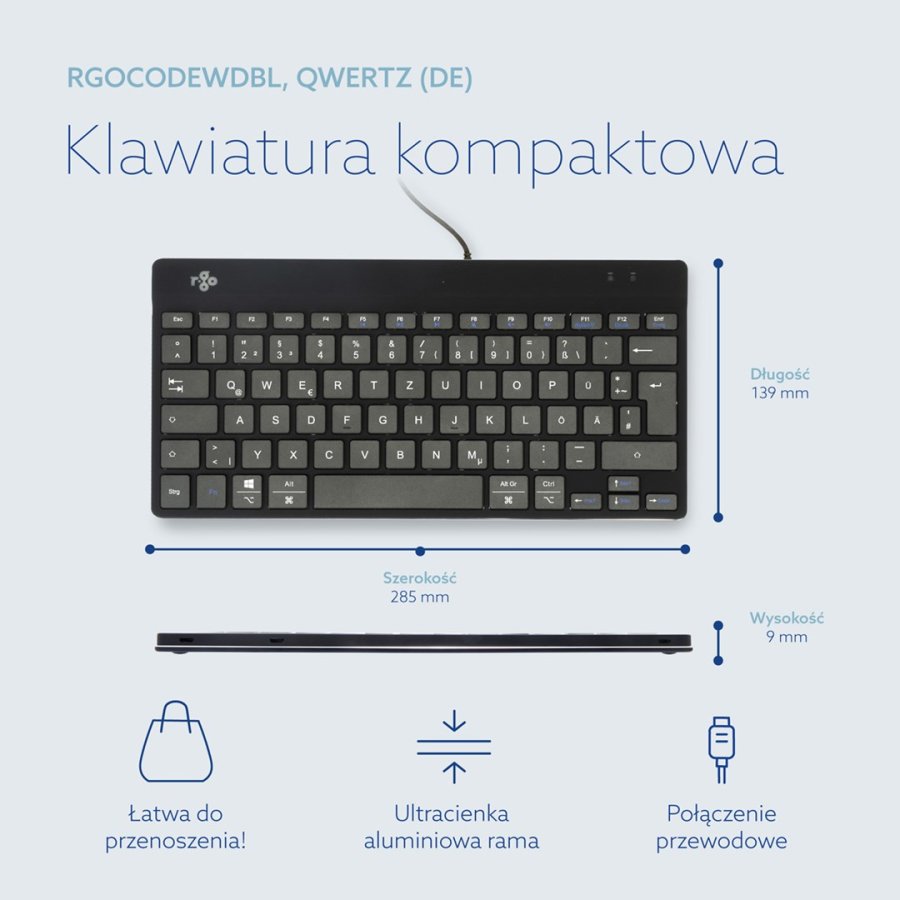 R-Go Tools Ergonomisch toetsenbord R-Go Compact Break, compact toetsenbord met pauzesoftware, QWERTZ (DE), bedraad, zwart #10