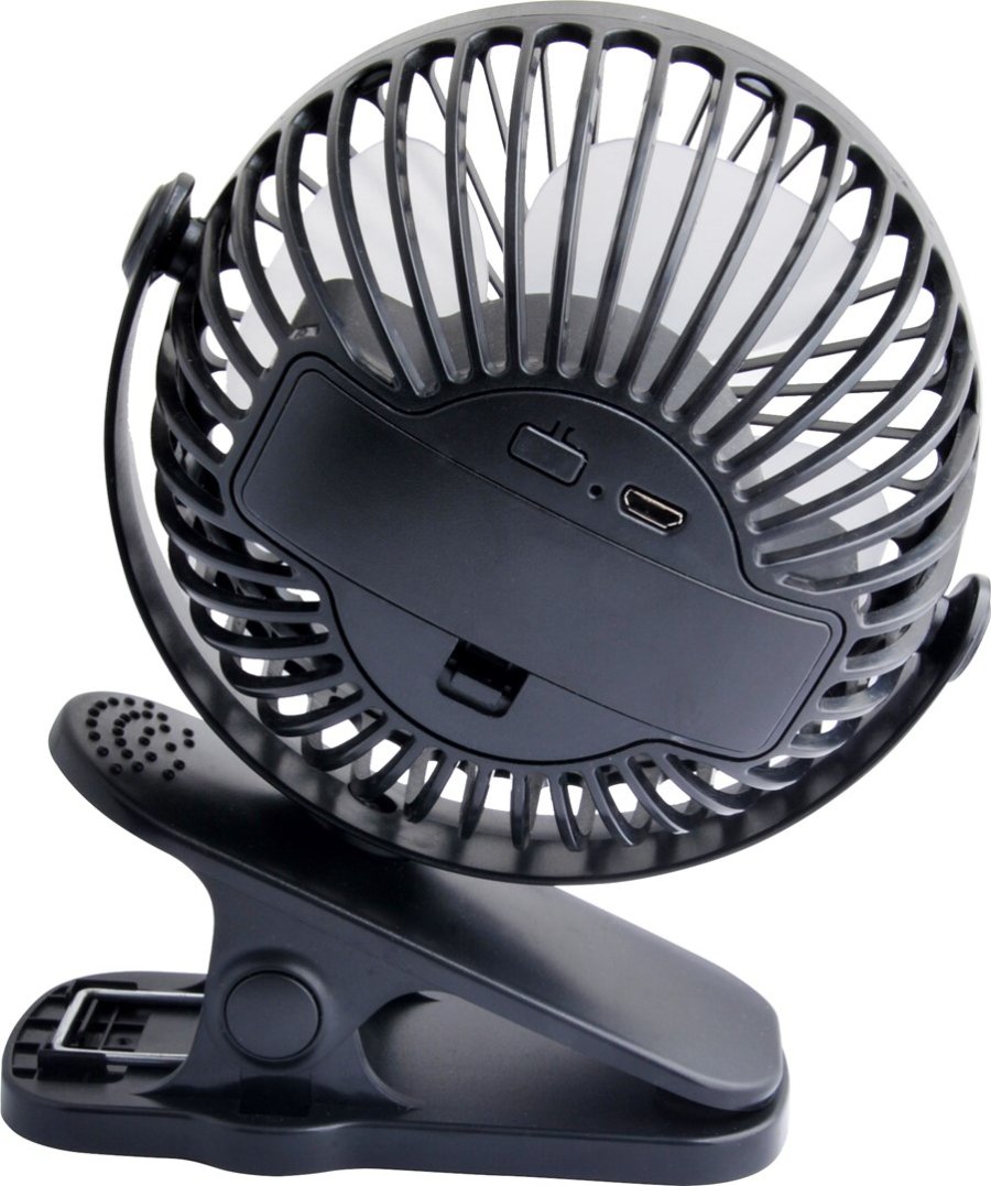 Bordventilator med clips 10cm USB + batteri, sort #4