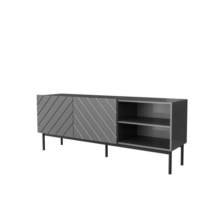 ABETO RTV-skab p sort stlramme 150x42x60 cm grafit/blank grafit #1
