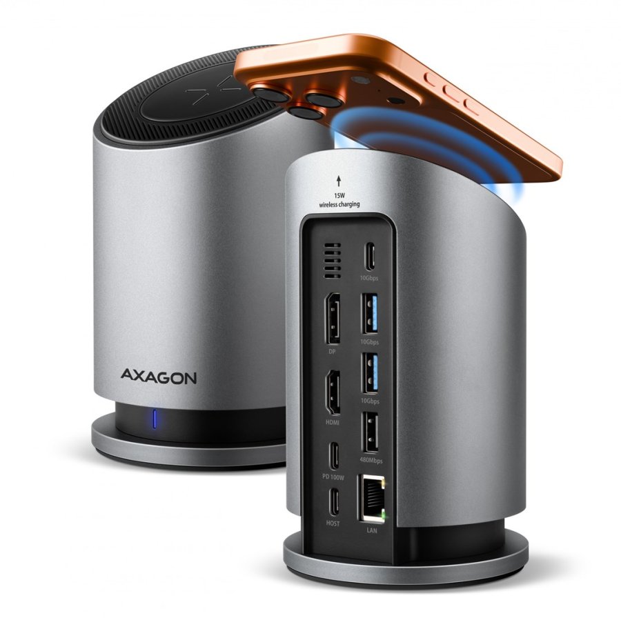 Axagon HMC-WL9 dockingstation Ledningsf�rt USB 3.2 Gen 2 (3.1 Gen 2) Type-C Gr� #1