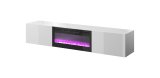 RTV-skab SLIDE 200K med elektrisk pejs 200x40x37 cm helt i hvid hjglans #1
