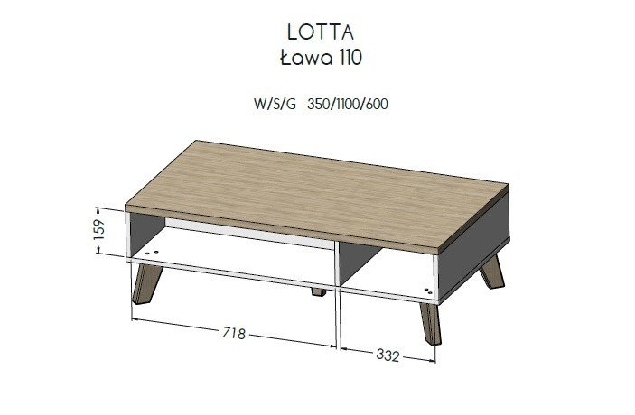 Cama LOTTA LAW 110 kaffe-, side- & endebord Kaffebord Rektangulr form 4 ben #4