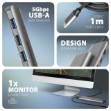 Axagon HMC-5H USB-C 3.2 Gen 1 hub 3x USB-A 4K HDMI PD 100W - Silber Ledningsfrt USB 3.2 Gen 1 (3.1 Gen 1) Type-C Slv #4
