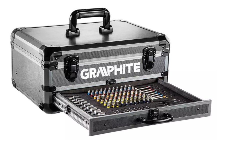 Graphite Energy+-st i aluminiumskasse: boremaskine/skruemaskine med aftageligt hndtag, 2 genopladelige 2.0Ah-batterier, oplader og 109 tilbehr #3