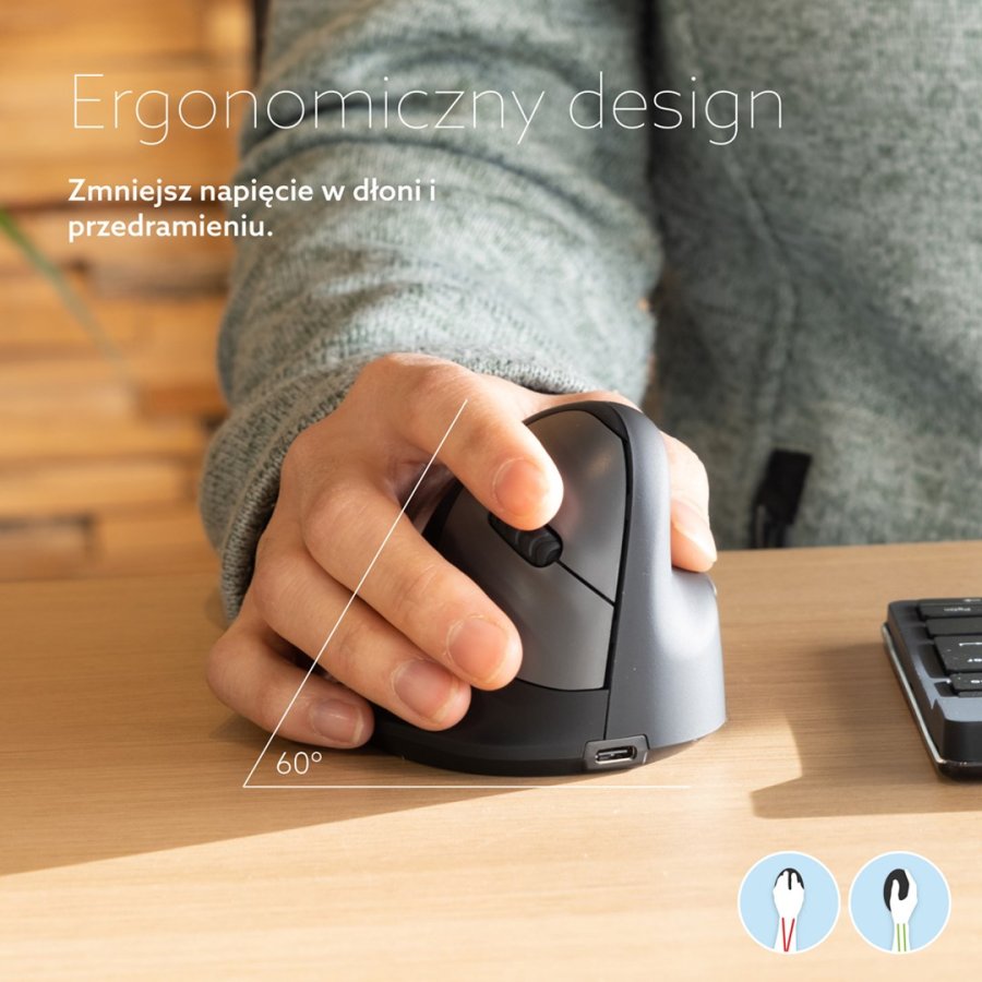 R-Go Tools Ergonomische muis R-Go HE Break met pauzesoftware, small (handlengte 165 mm), rechtshandig, 3-in-1 connectie, zwart #8