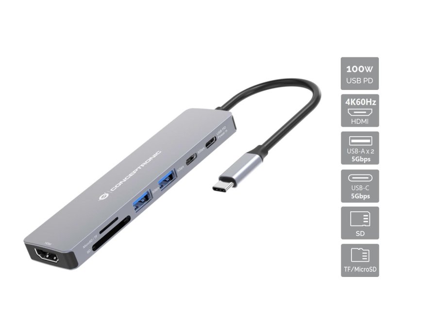 Conceptronic DONN28G Ledningsf�rt USB 3.2 Gen 1 (3.1 Gen 1) Type-C Gr� #1
