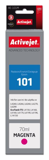 Activejet Ink AE-101M blkflaske til Epson-printer, erstatning for Epson 101; Supreme; 70 ml; magenta #1