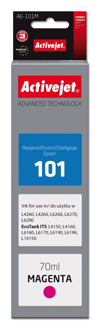 Activejet Ink AE-101M blkflaske til Epson-printer, erstatning for Epson 101; Supreme; 70 ml; magenta #1