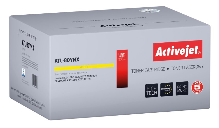 Activejet Toner ATL-80YNX (erstatning for Lexmark 80C2HYE, Supreme; 3000 sider; gul) #1