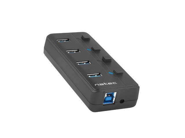 NATEC HUB USB 3.0 MANTIS 2 4-PORT MED SWITCH+STRMFORSYNING #1