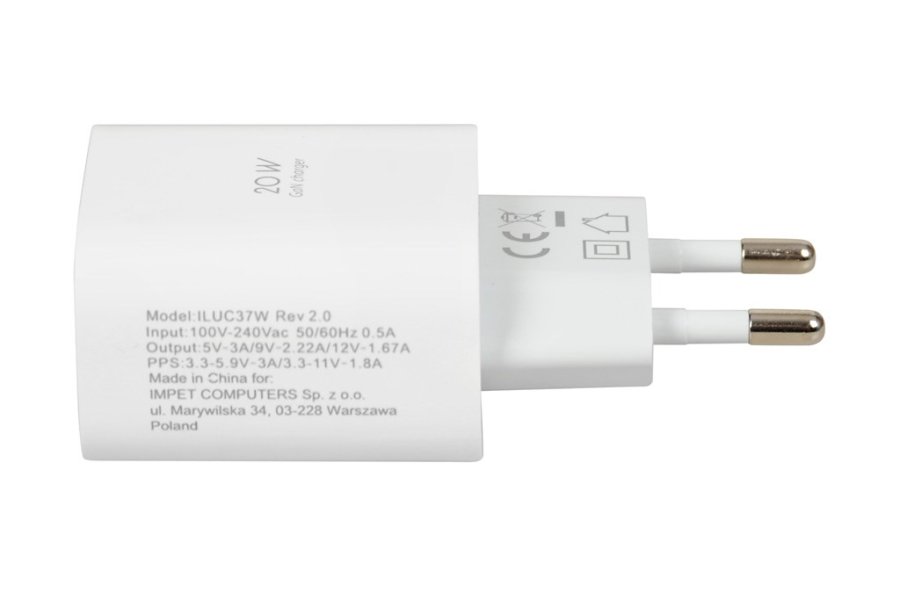 Rejselader iBOX C-37 GaN PD20W, hvid #6