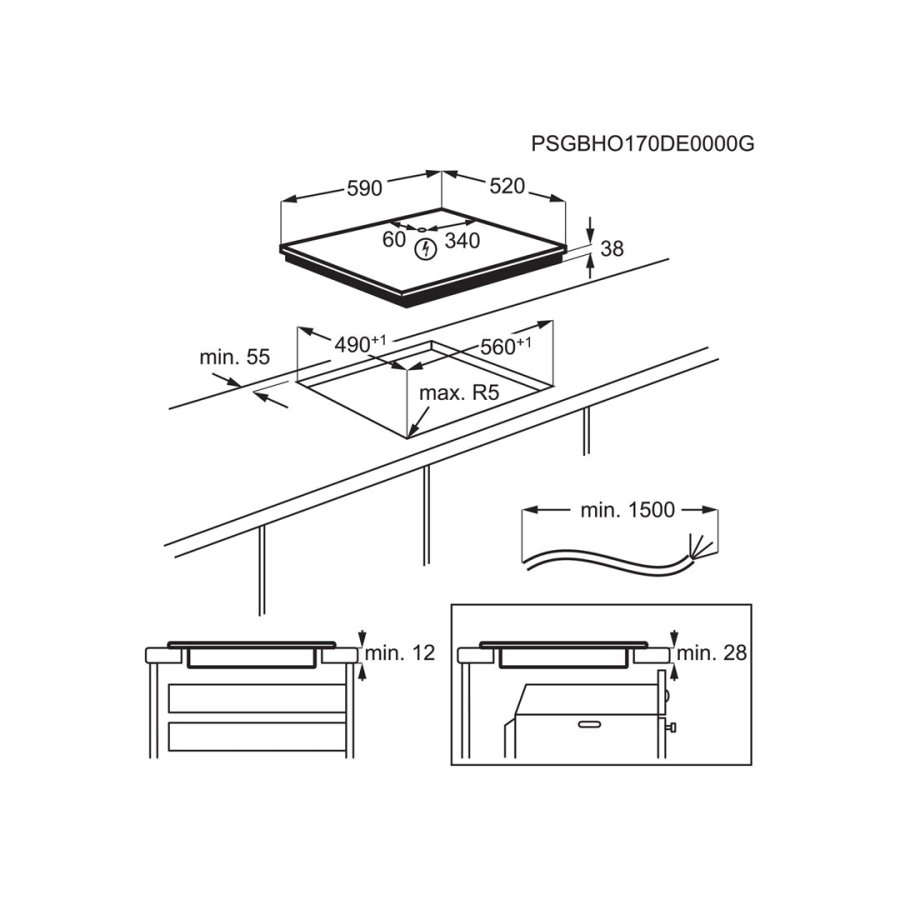 Electrolux EHF6343FOK kogeplade Sort Indbygget 60 cm Keramisk 4 zone(s) #2