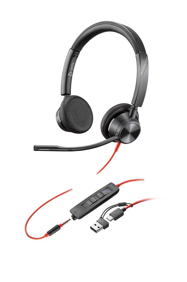 HP Poly Blackwire 3325 Stereo Microsoft Teams Certified USB-C Headset +3.5mm Plug +USB-C/A Adapter #11