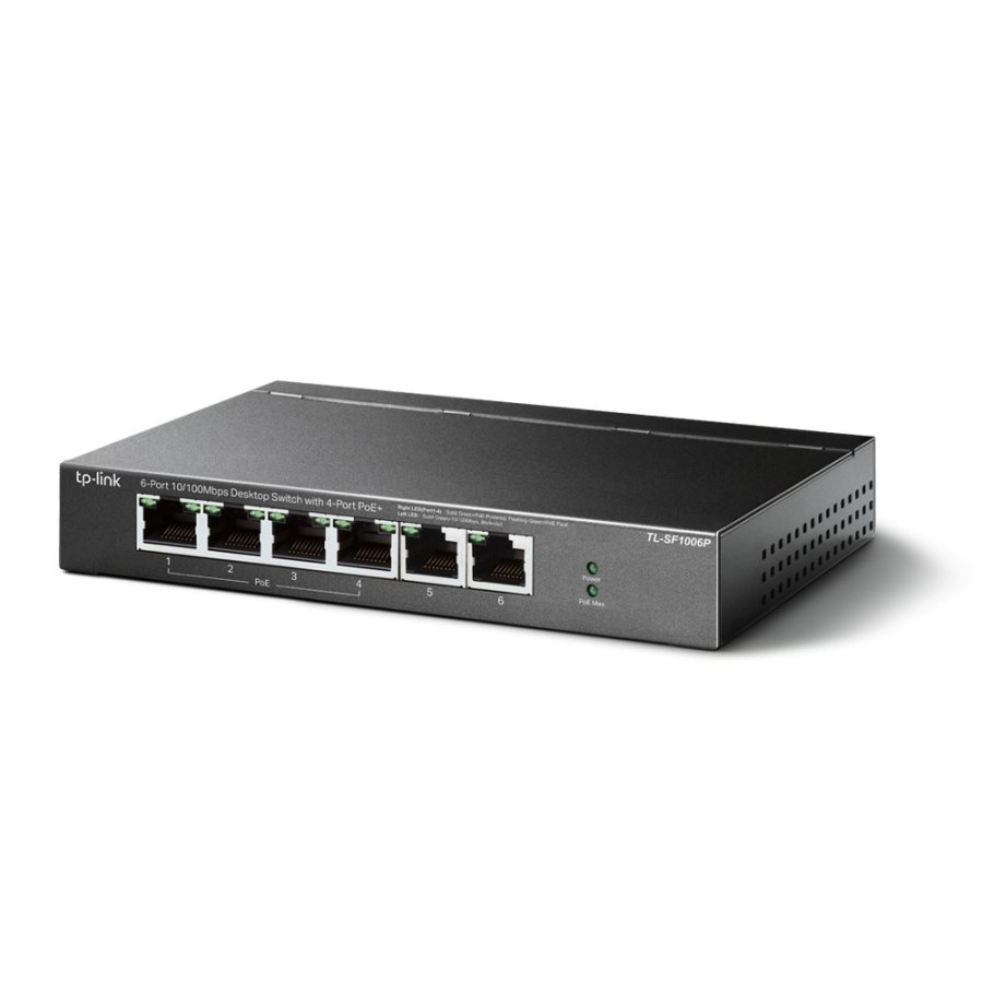 TP-Link TL-SF1006P netv�rksswitch Ikke administreret Fast Ethernet (10/100) Str�m over Ethernet (PoE) Sort #3