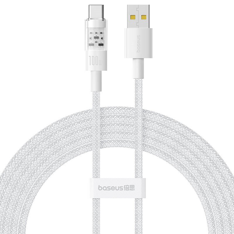 Baseus Gem USB A til USB C hurtigopladningskabel 2 m 100 W Hvid #1