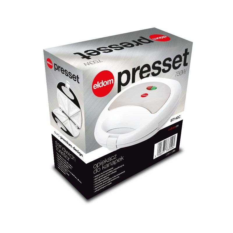 ELDOM ST140C PRESSET sandwichtoaster 750 W Gr�, Hvid #4