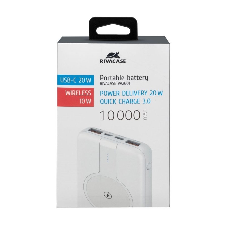 Powerbank RIVACASE 10000 mAh USB-C 20W + Qi 10W hvid (1x USB-C PD 20W, 2 USB-A QC 3.0 18W), hvid #6