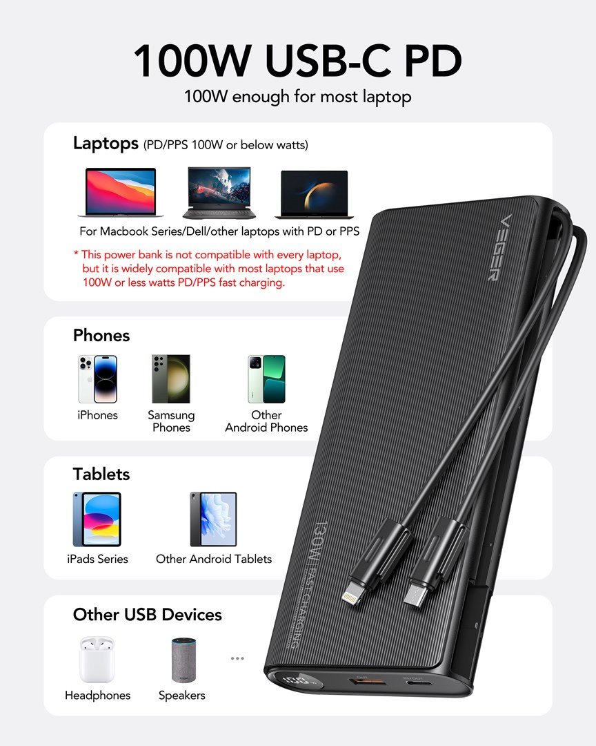 VEGER TC130 powerbank Lithium-Ion (Li-Ion) 25000 mAh Sort #8