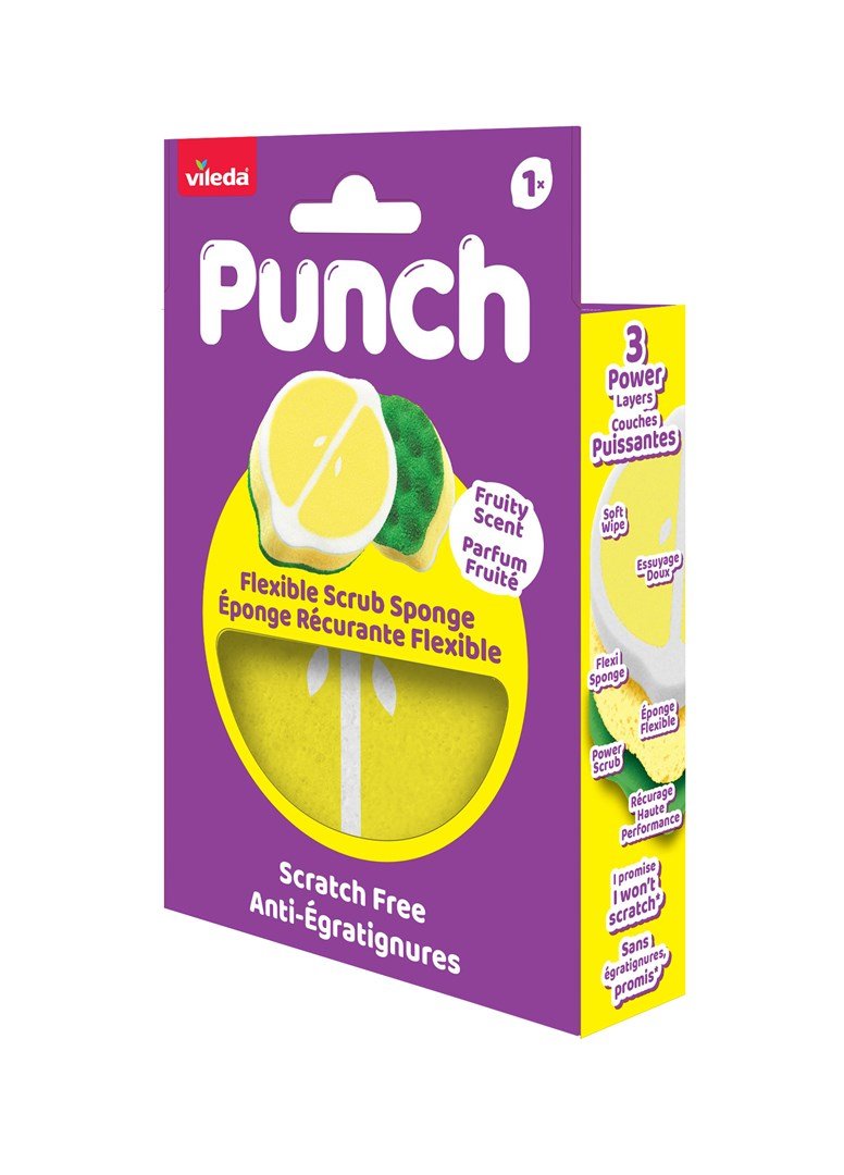 Vileda Punch fleksibel skuresvamp, citron, 1 stk. #3