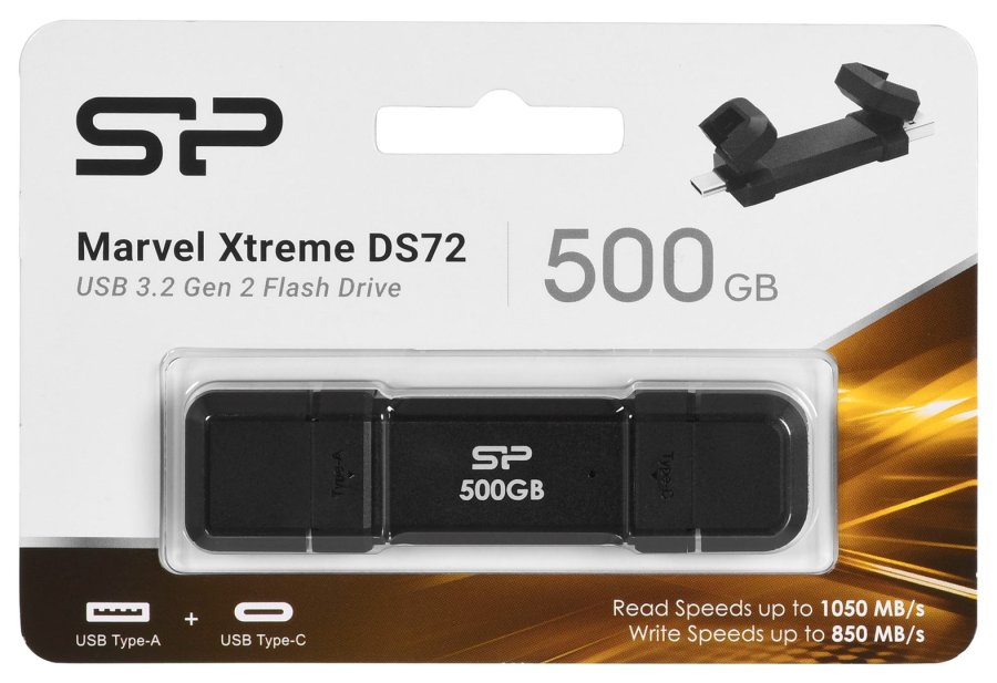 Silicon Power DS72 USB-ngle 500 GB USB Type-A / USB Type-C 3.2 Gen 2 (3.1 Gen 2) Sort #2