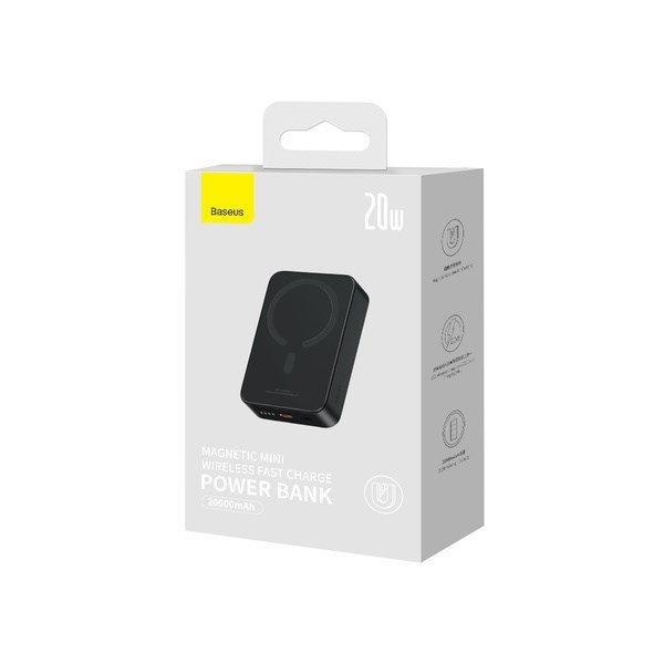 Baseus Magnetic Mini Powerbank Trdls opladning 20000 mAh 20 W Sort #8