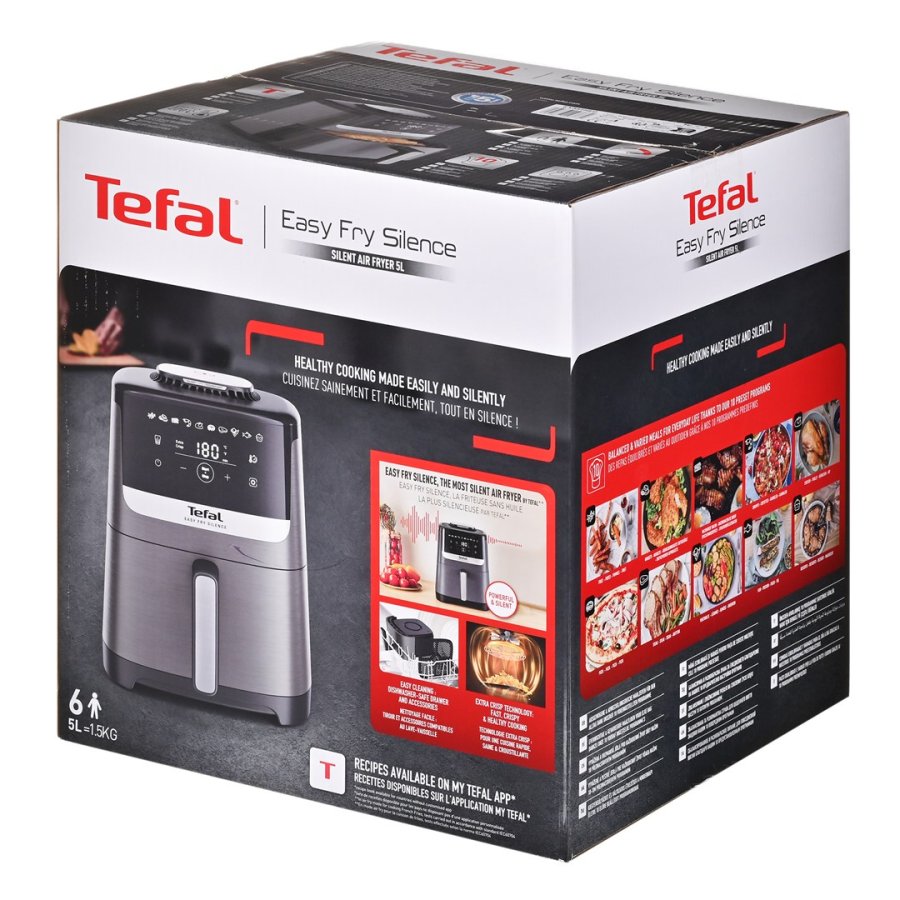Tefal Easy Fry Silence EY551HE0 frituregryde Enkelt 5 L Enkeltstende Varmluftsteger Sort, Gr, Rustfrit stl #8