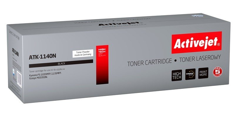 Activejet Tonerpatron ATK-1140N (Kyocera erstatning TK-1140; Supreme; 7200 sider; sort) #1