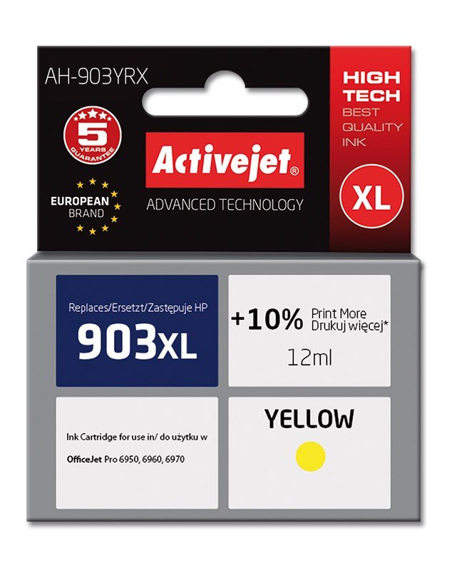 Activejet AH-903YRX blk (erstatning HP 903XL T6M11AE; Premium; 12 ml; gul) #1