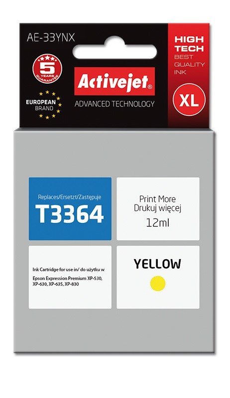 Activejet AE-33MNX Ink (erstatning Epson 33XL T3363; Supreme; 12 ml; rd) #1