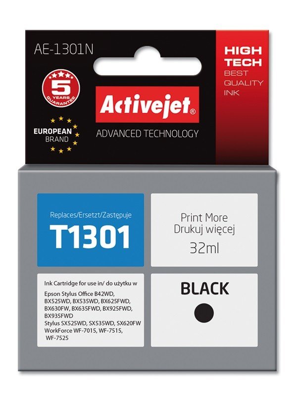Activejet AE-1301N blk (erstatning Epson T1301; Supreme; 32 ml; sort) #1