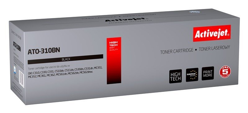 Activejet tonerpatron ATO-310BN (erstatning OKI 44469803; Supreme; 3500 sider; sort) #1