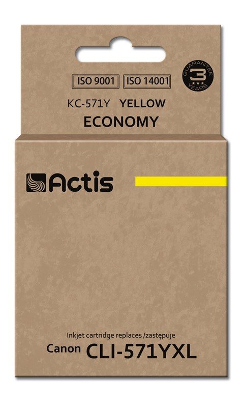 Actis KC-571Y blk (Canon CLI-571Y erstatning; Standard; 12 ml; gul) #1