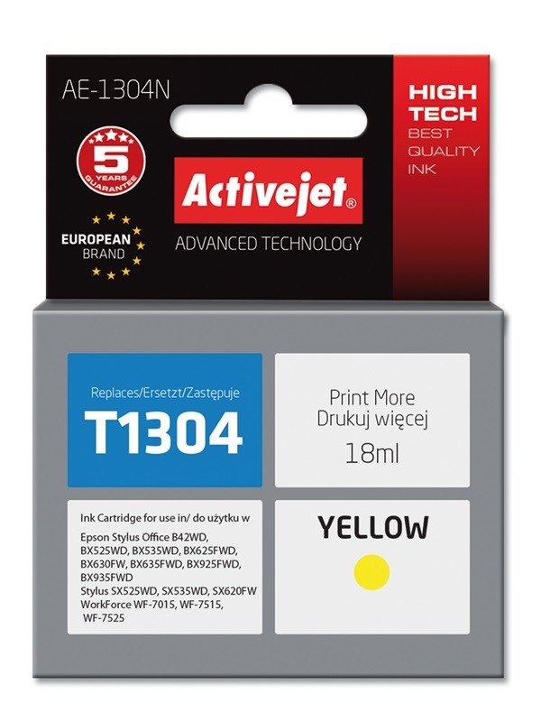 Activejet AE-1304N blk (erstatning Epson T1304; Supreme; 18 ml; gul) #1