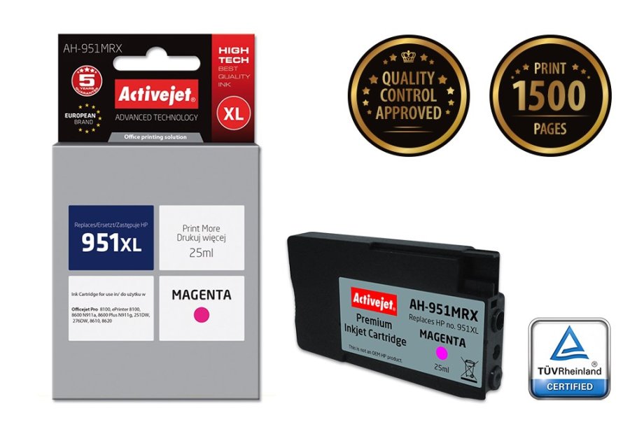 Activejet AH-951MRX blkpatron 1 stk Kompatibel Hjt (XL) udbytte Magenta #2